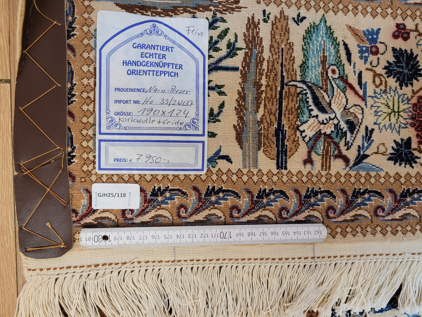 Nain Teppich Korkwolle mit Seide feine Jagdszene detailreich