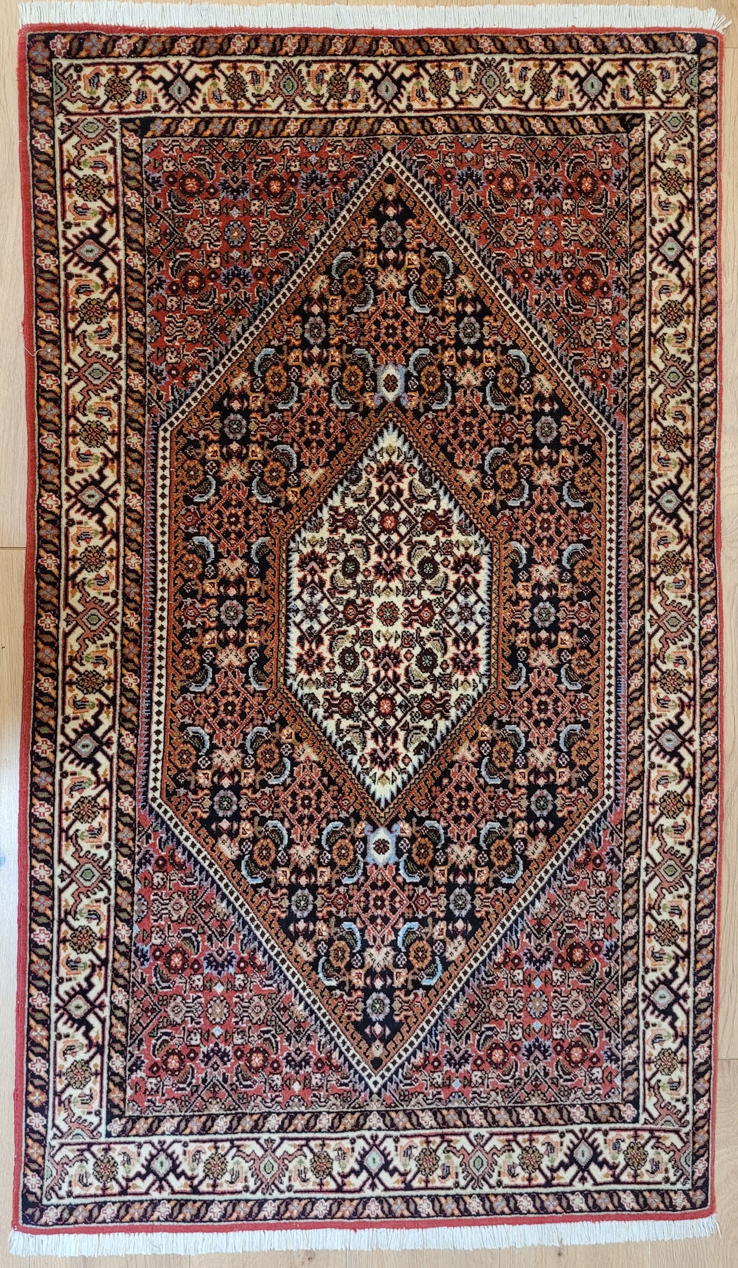 Bidjar Teppich Korkwolle Hexagon-Medaillon feine Knüpfkunst