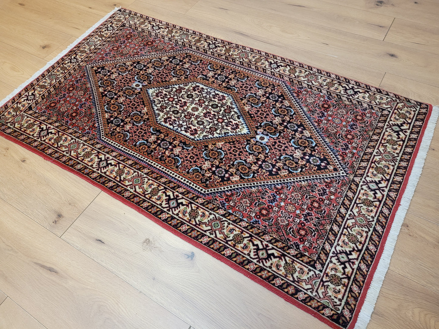 Bidjar Teppich Korkwolle Hexagon-Medaillon feine Knüpfkunst