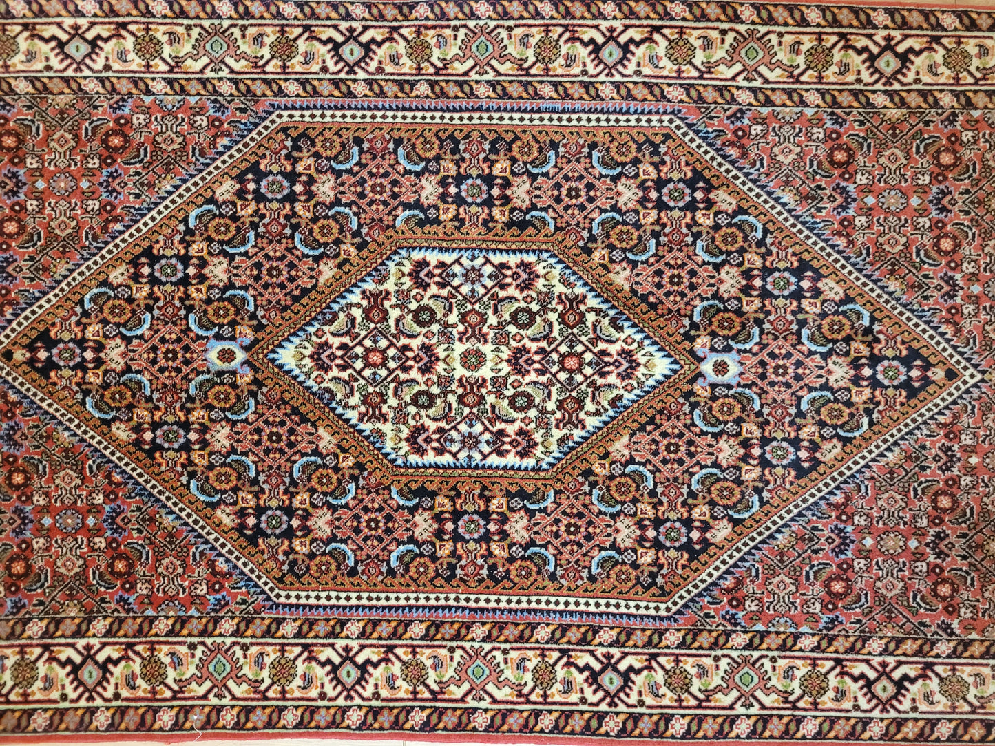 Bidjar Teppich Korkwolle Hexagon-Medaillon feine Knüpfkunst