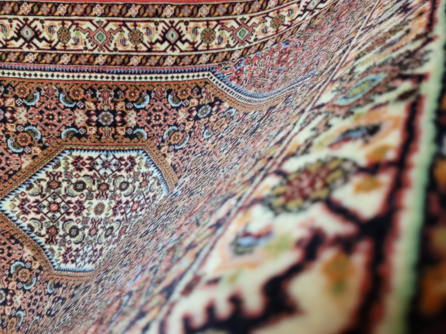 Bidjar Teppich Korkwolle Hexagon-Medaillon feine Knüpfkunst