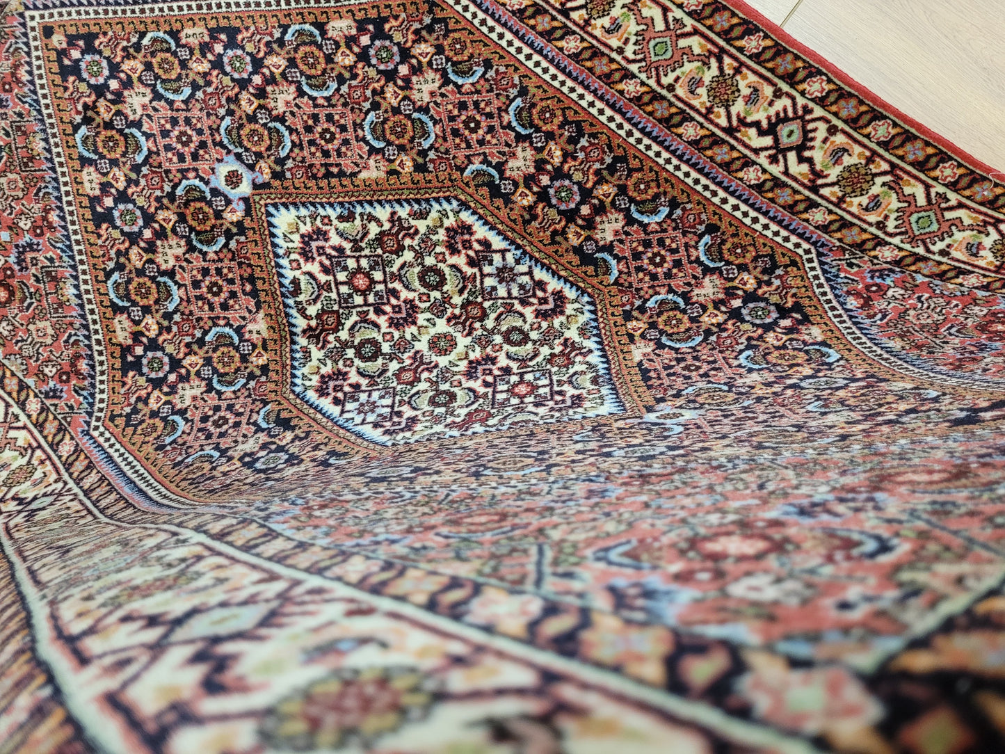 Bidjar Teppich Korkwolle Hexagon-Medaillon feine Knüpfkunst