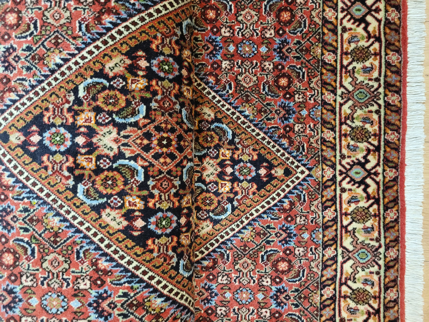 Bidjar Teppich Korkwolle Hexagon-Medaillon feine Knüpfkunst