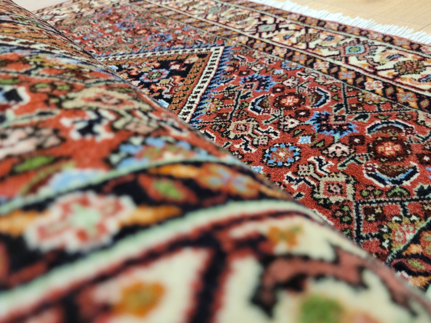 Bidjar Teppich Korkwolle Hexagon-Medaillon feine Knüpfkunst