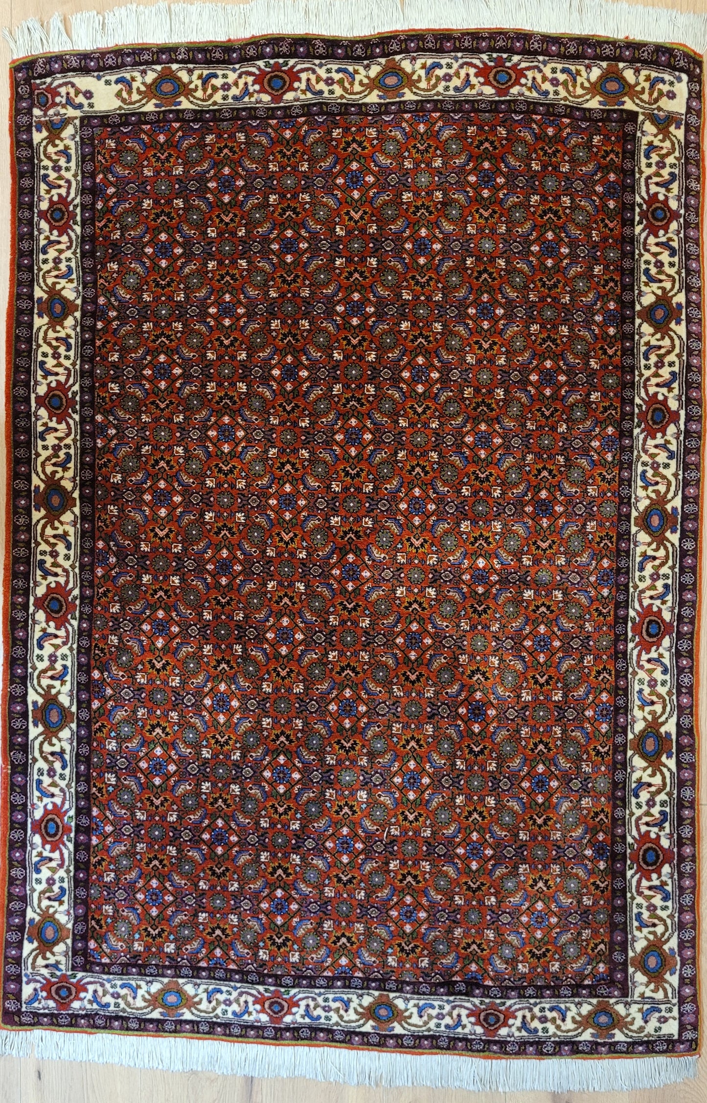 Bidjar Teppich Korkwolle Allover Blütenmuster feine Knüpfkunst