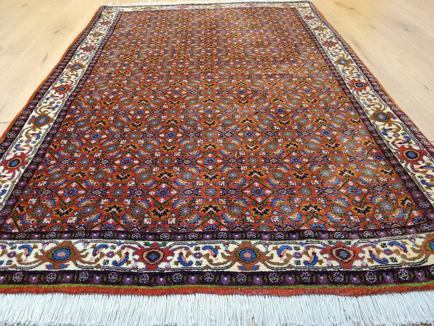 Bidjar Teppich Korkwolle Allover Blütenmuster feine Knüpfkunst