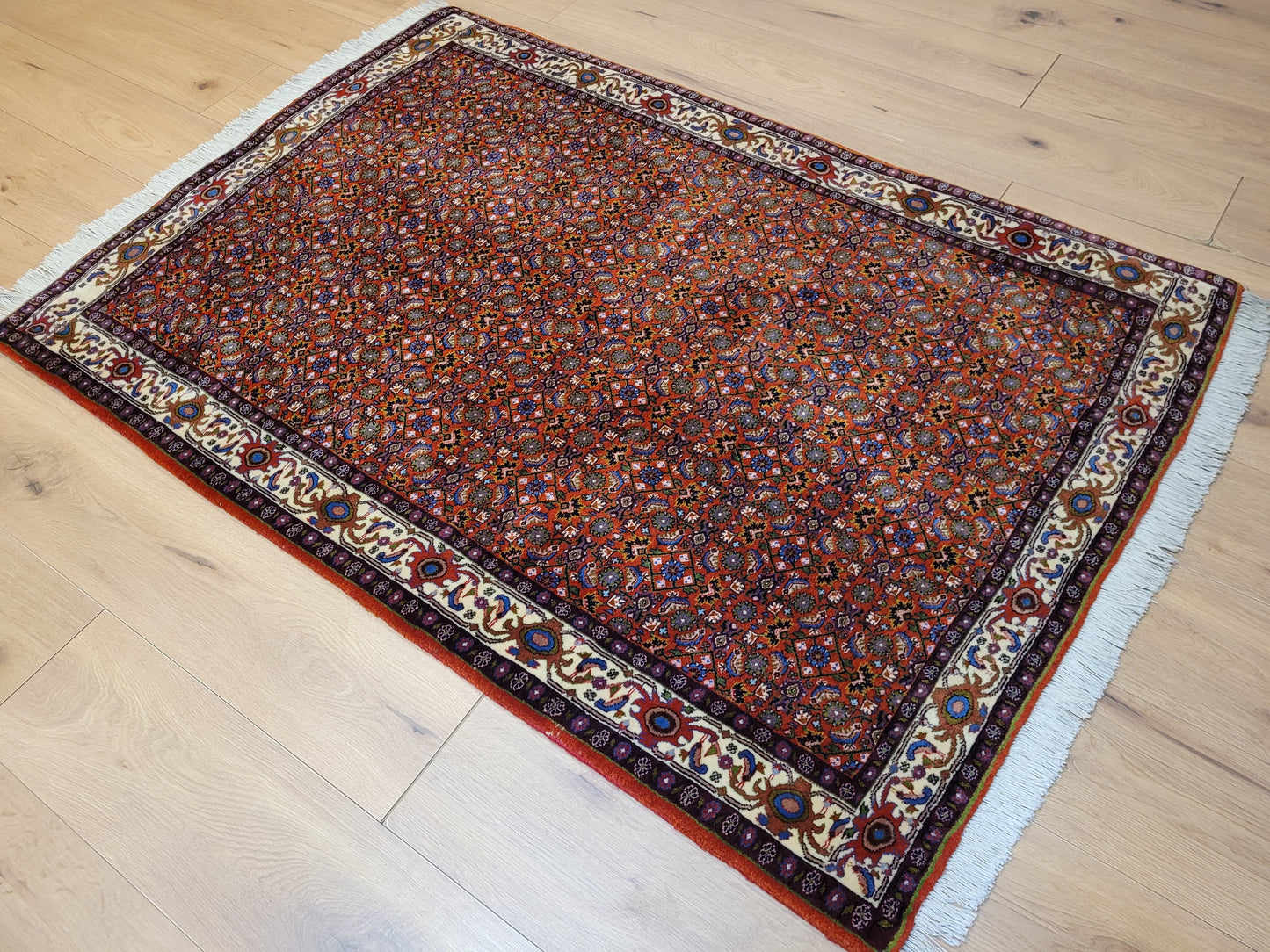 Bidjar Teppich Korkwolle Allover Blütenmuster feine Knüpfkunst