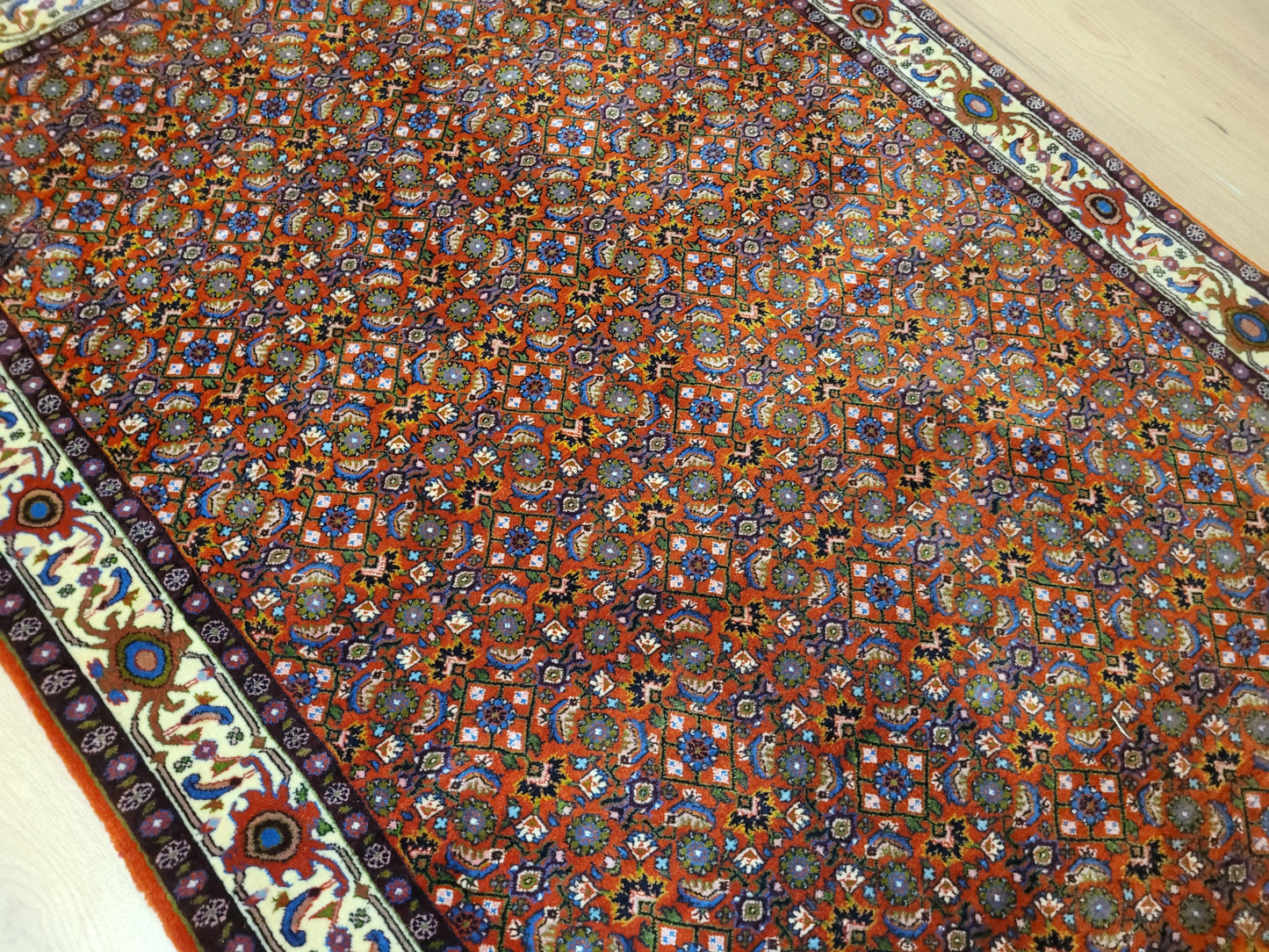 Bidjar Teppich Korkwolle Allover Blütenmuster feine Knüpfkunst