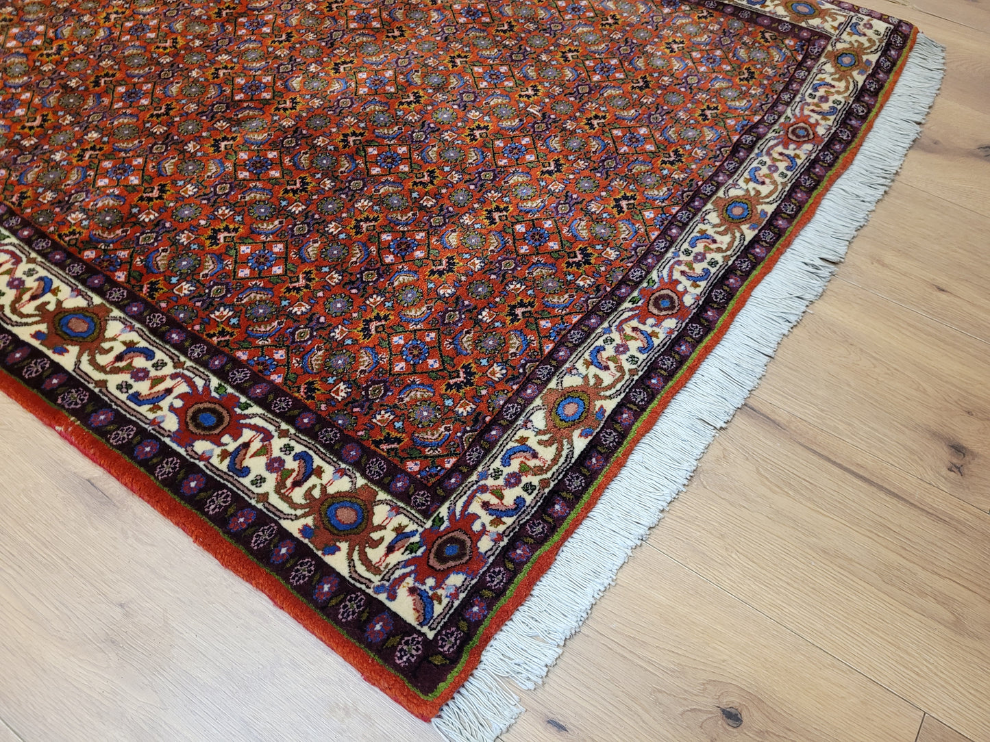 Bidjar Teppich Korkwolle Allover Blütenmuster feine Knüpfkunst