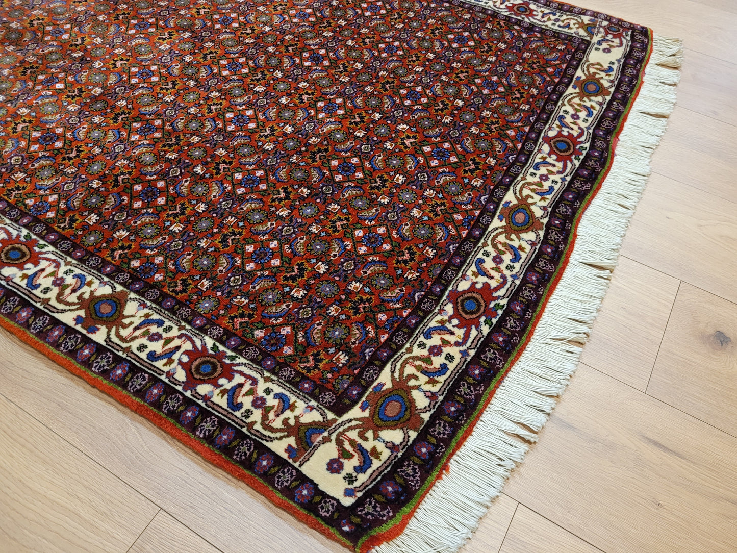 Bidjar Teppich Korkwolle Allover Blütenmuster feine Knüpfkunst