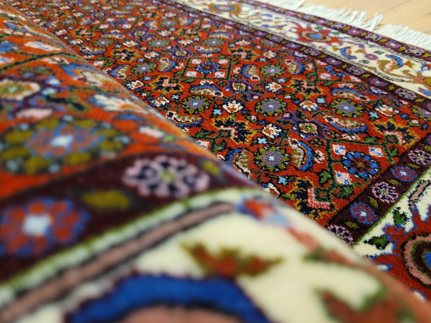 Bidjar Teppich Korkwolle Allover Blütenmuster feine Knüpfkunst