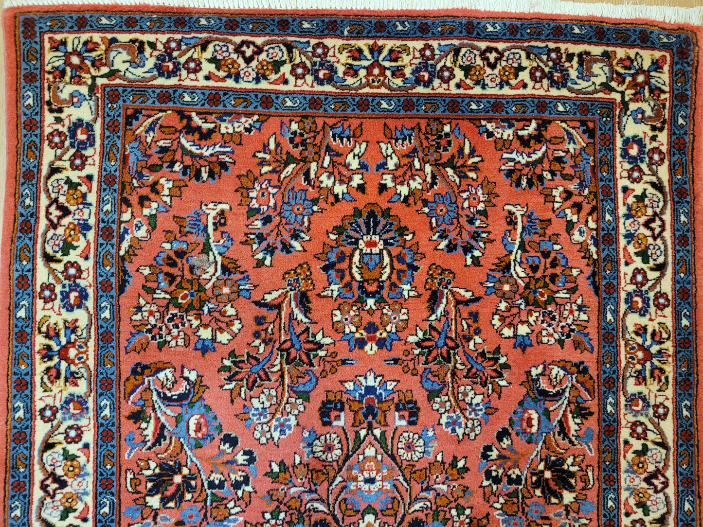 Sarough Teppich reine Wolle florales Medaillonmuster feine Knüpfung