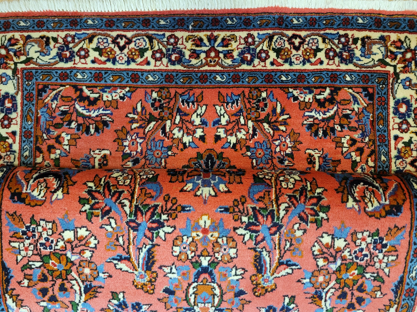 Sarough Teppich reine Wolle florales Medaillonmuster feine Knüpfung