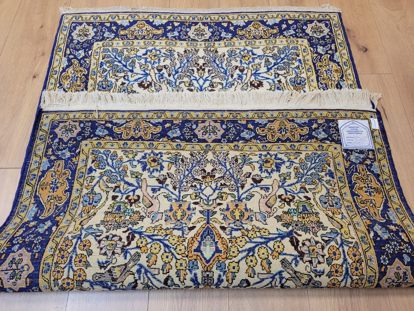 Ghom Teppich Korkwolle mit Seide florales Medaillon feine Knüpfung