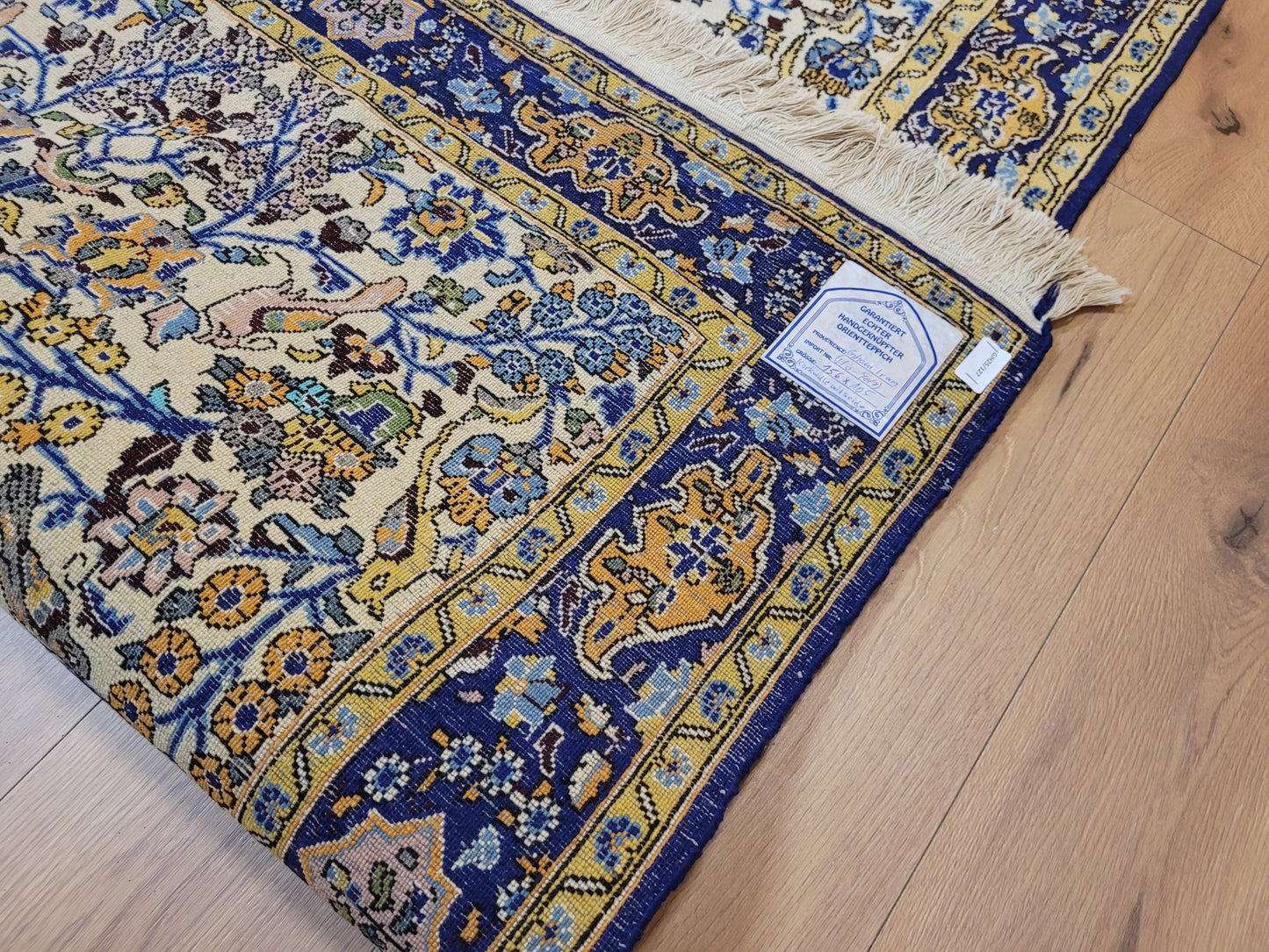 Ghom Teppich Korkwolle mit Seide florales Medaillon feine Knüpfung