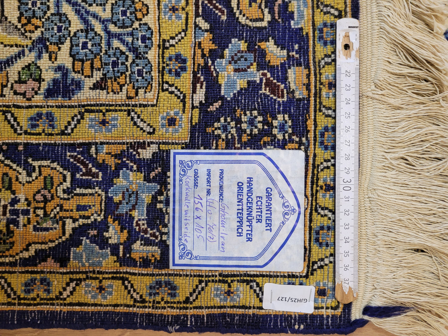 Ghom Teppich Korkwolle mit Seide florales Medaillon feine Knüpfung