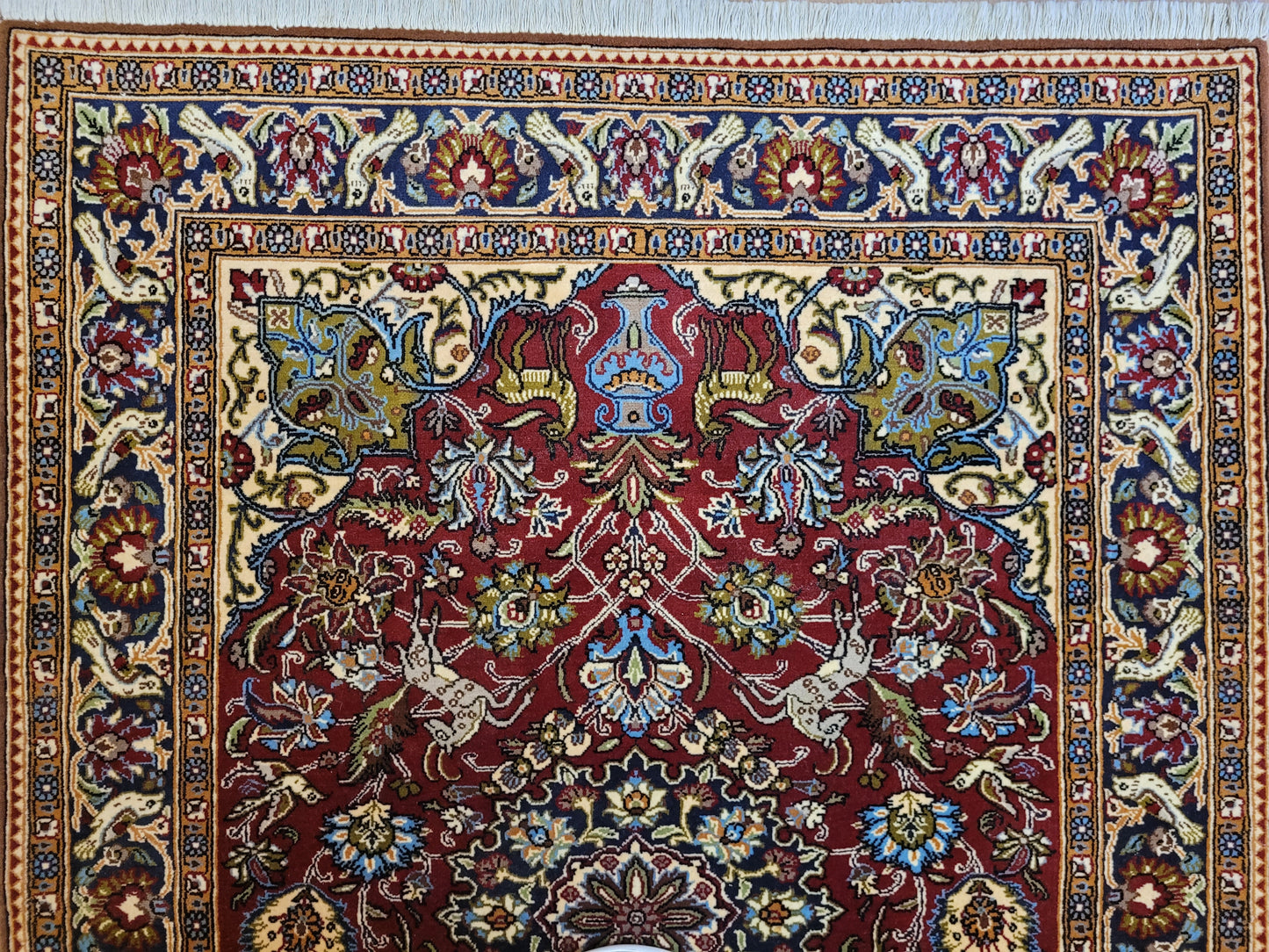 Ghom Teppich Korkwolle figürlich florales Medaillon detailreich