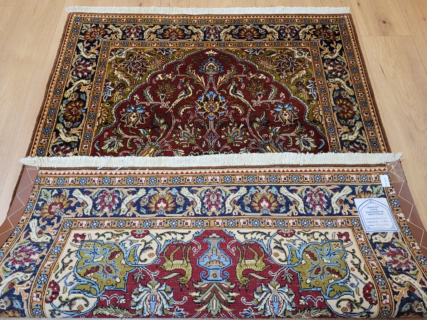 Ghom Teppich Korkwolle figürlich florales Medaillon detailreich