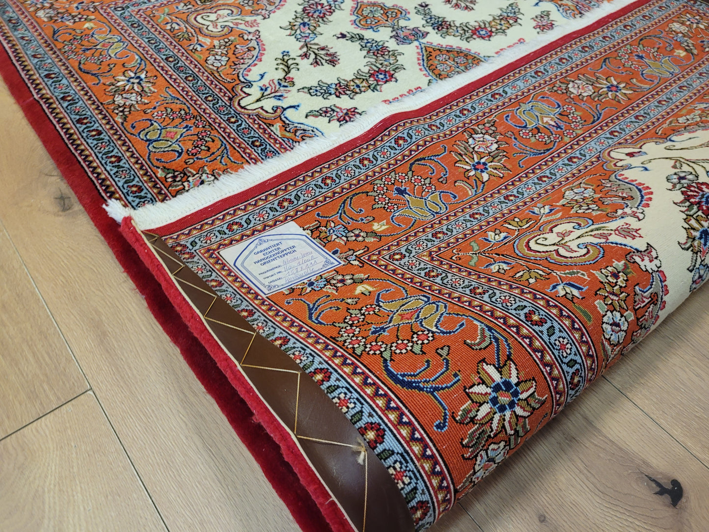 Ghom Teppich Korkwolle florales Sternmedaillon feine Knüpfung