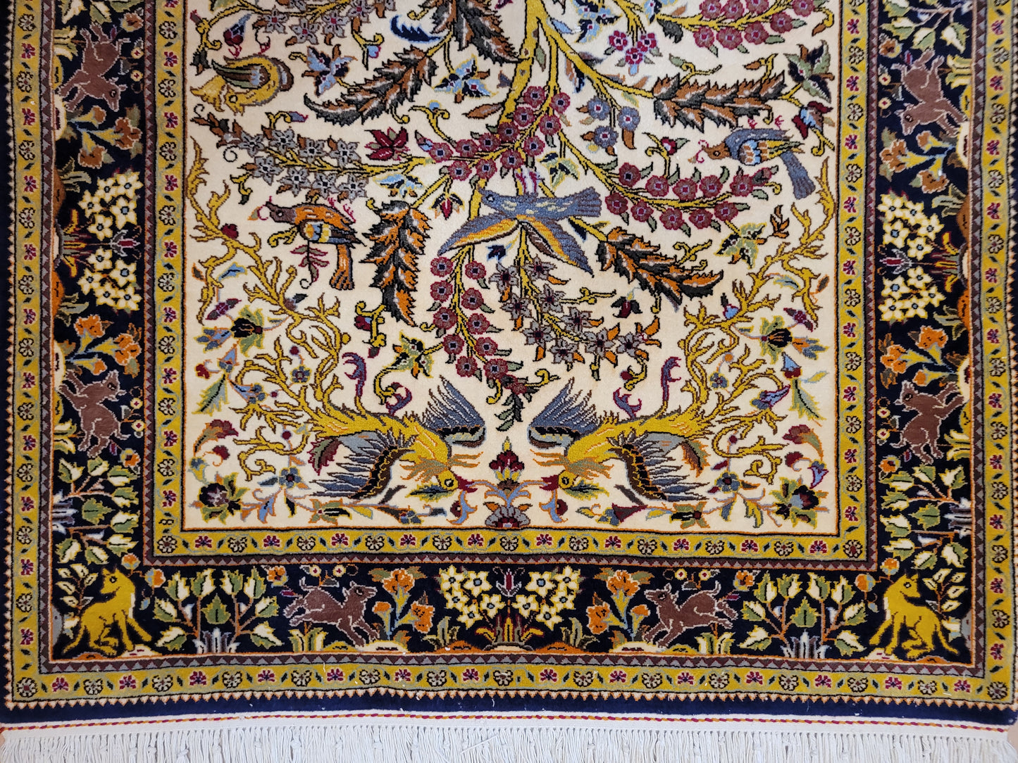 Ghom Teppich Korkwolle Baum des Lebens mit Tieren feine Knüpfung