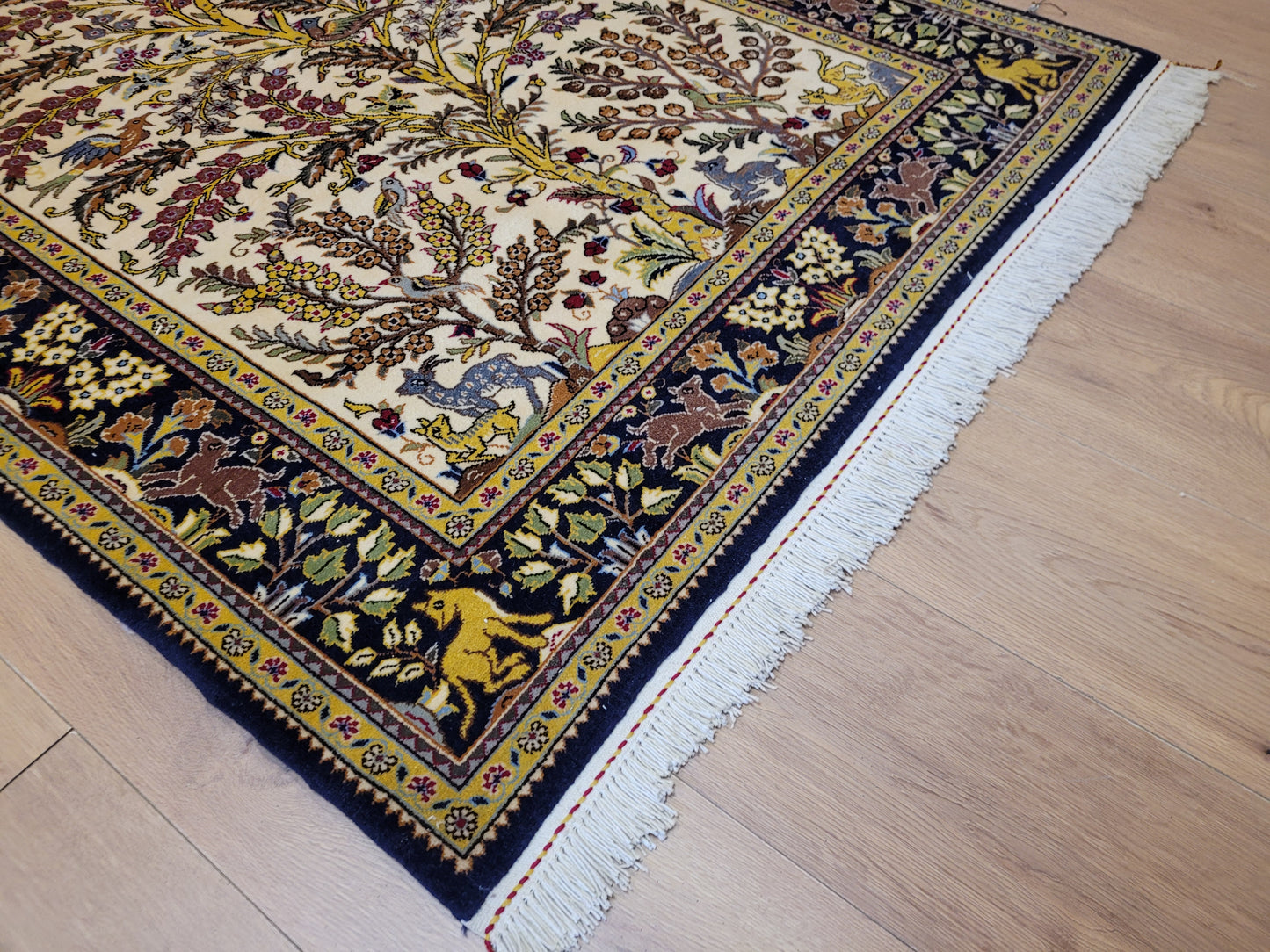 Ghom Teppich Korkwolle Baum des Lebens mit Tieren feine Knüpfung