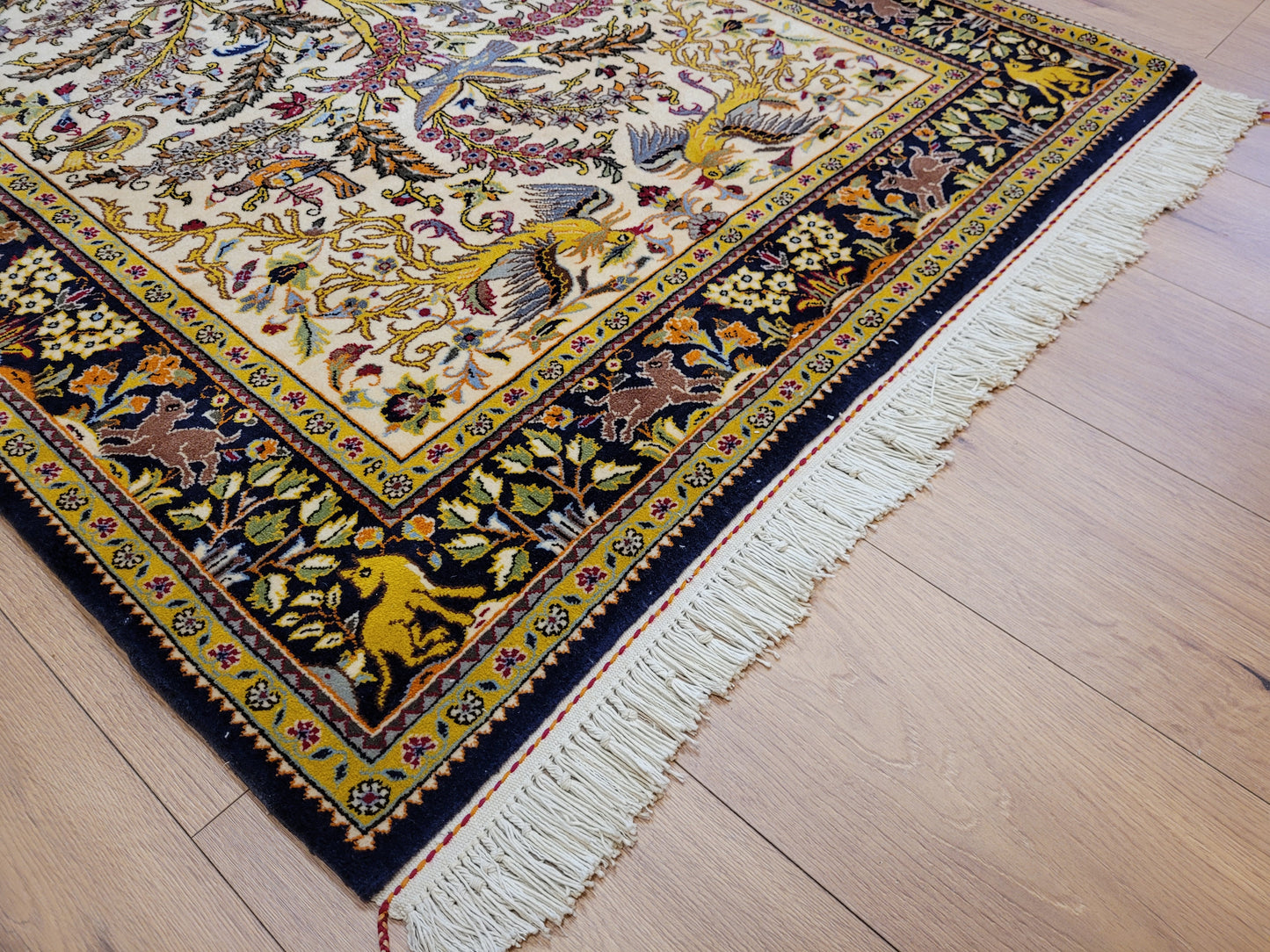 Ghom Teppich Korkwolle Baum des Lebens mit Tieren feine Knüpfung