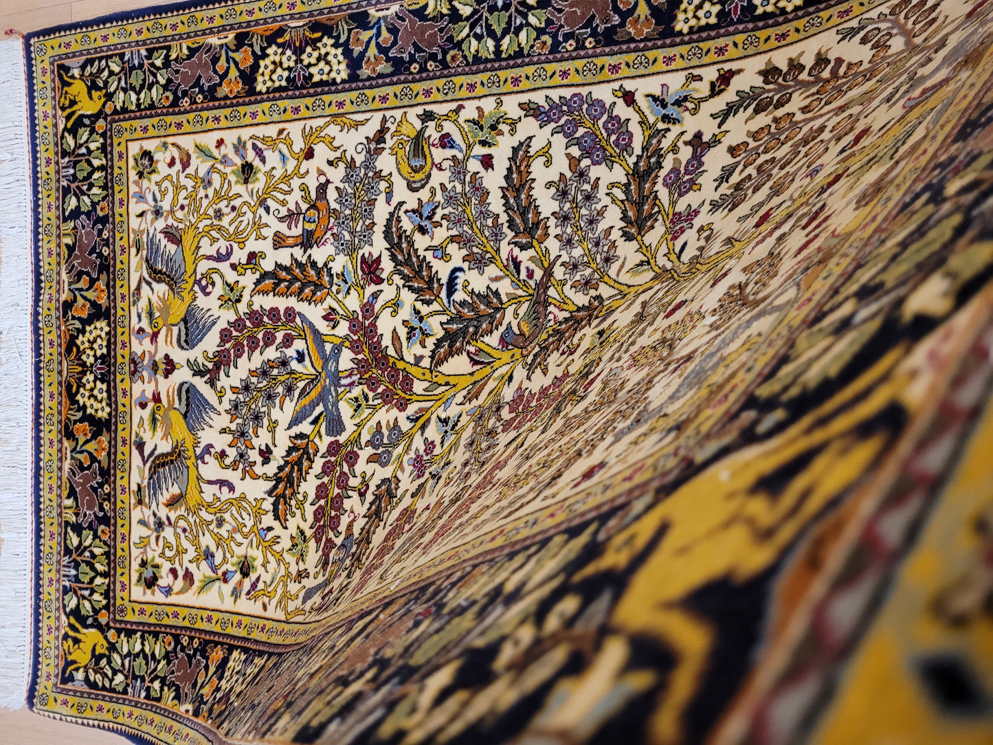 Ghom Teppich Korkwolle Baum des Lebens mit Tieren feine Knüpfung