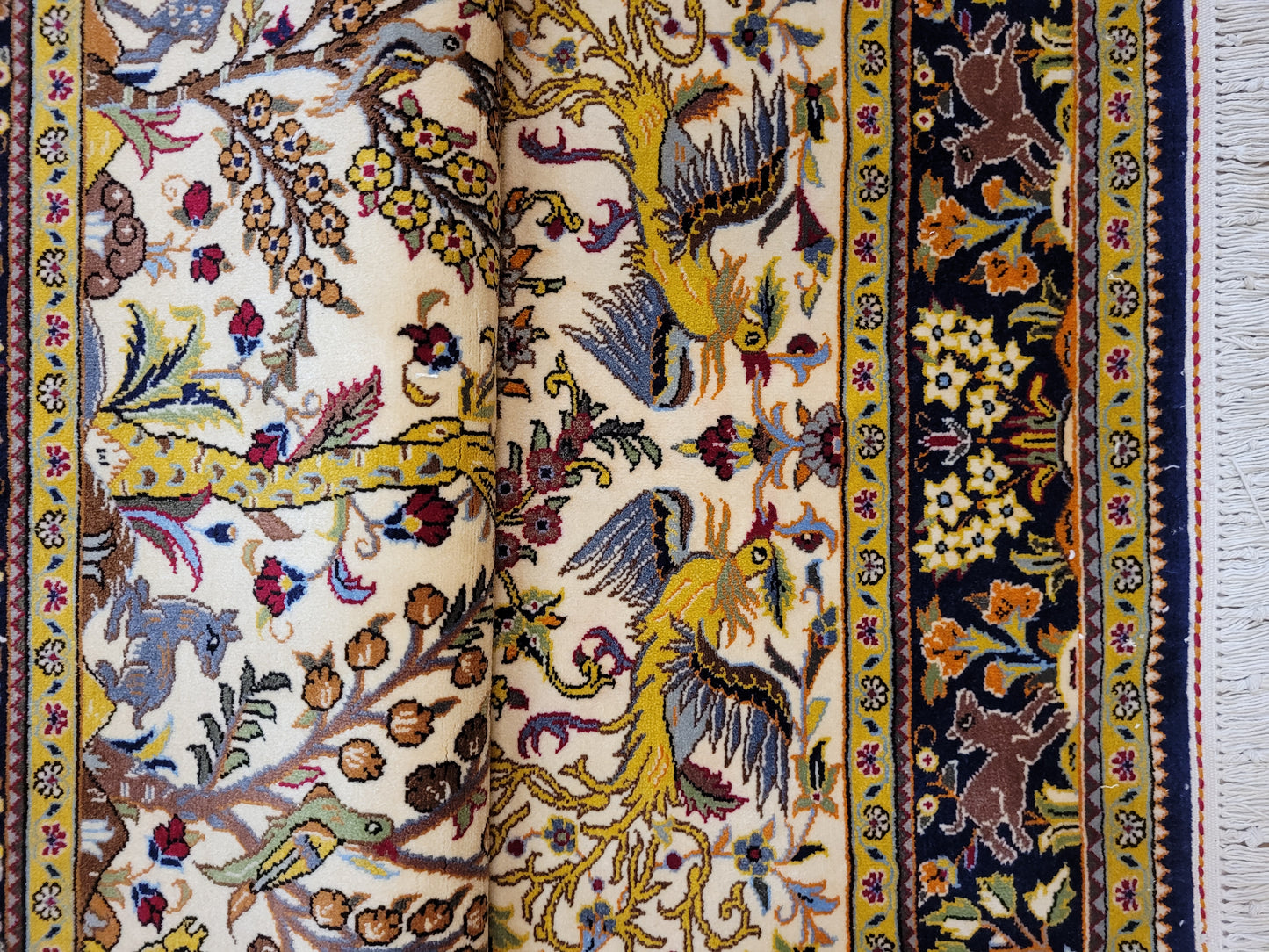 Ghom Teppich Korkwolle Baum des Lebens mit Tieren feine Knüpfung