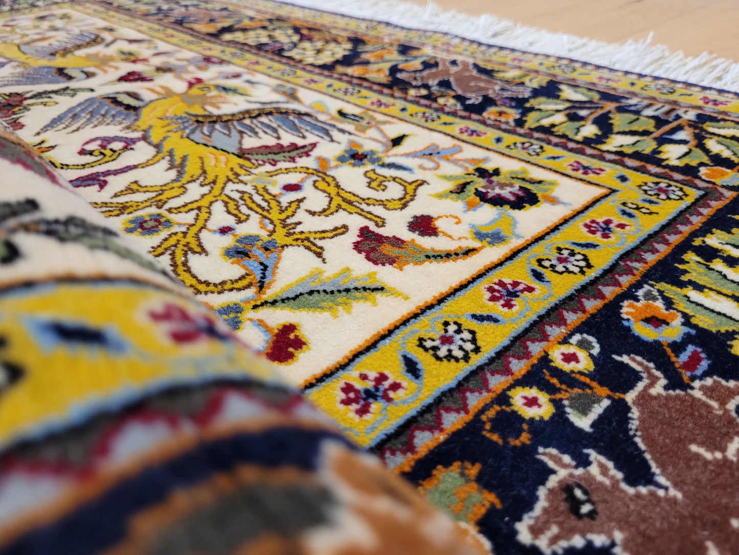 Ghom Teppich Korkwolle Baum des Lebens mit Tieren feine Knüpfung