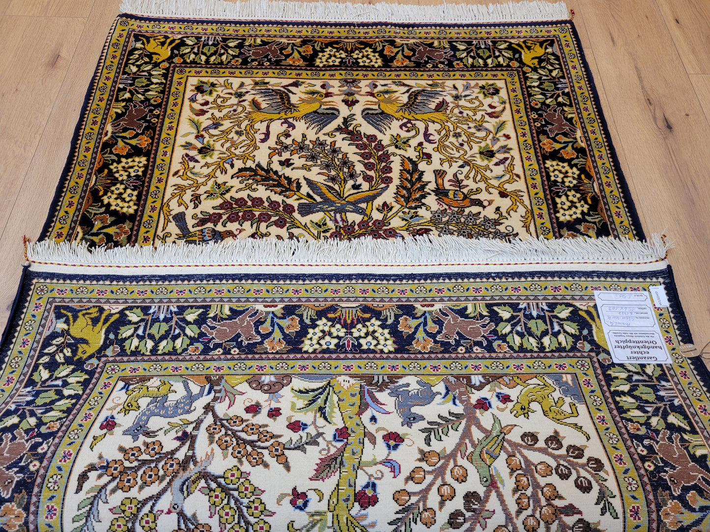 Ghom Teppich Korkwolle Baum des Lebens mit Tieren feine Knüpfung