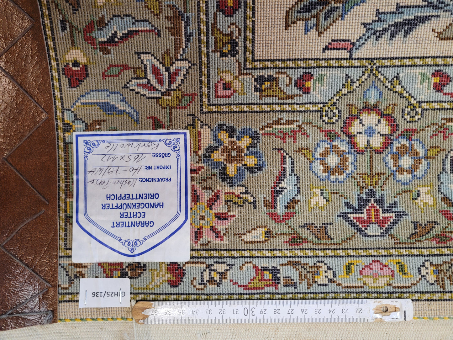 Kaschan Teppich Korkwolle florales Allover-Muster feine Knüpfung