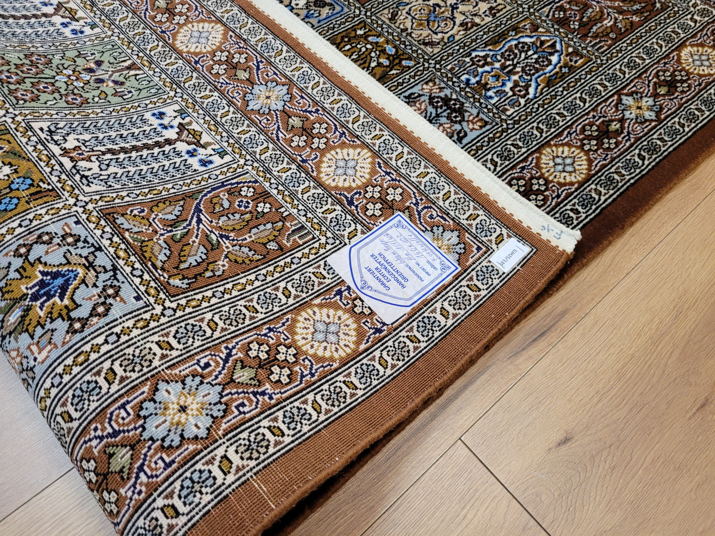 Ghom Teppich Korkwolle Gartenmotiv feine Knüpfkunst