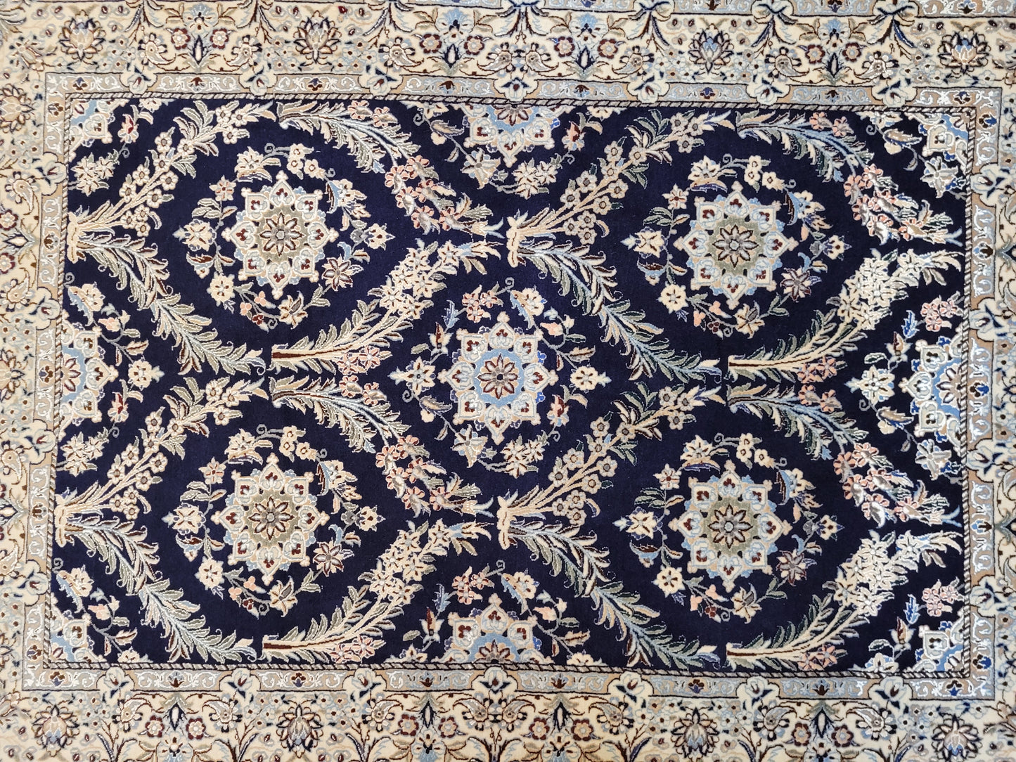 Nain Teppich Korkwolle mit Seide feine Knüpfkunst