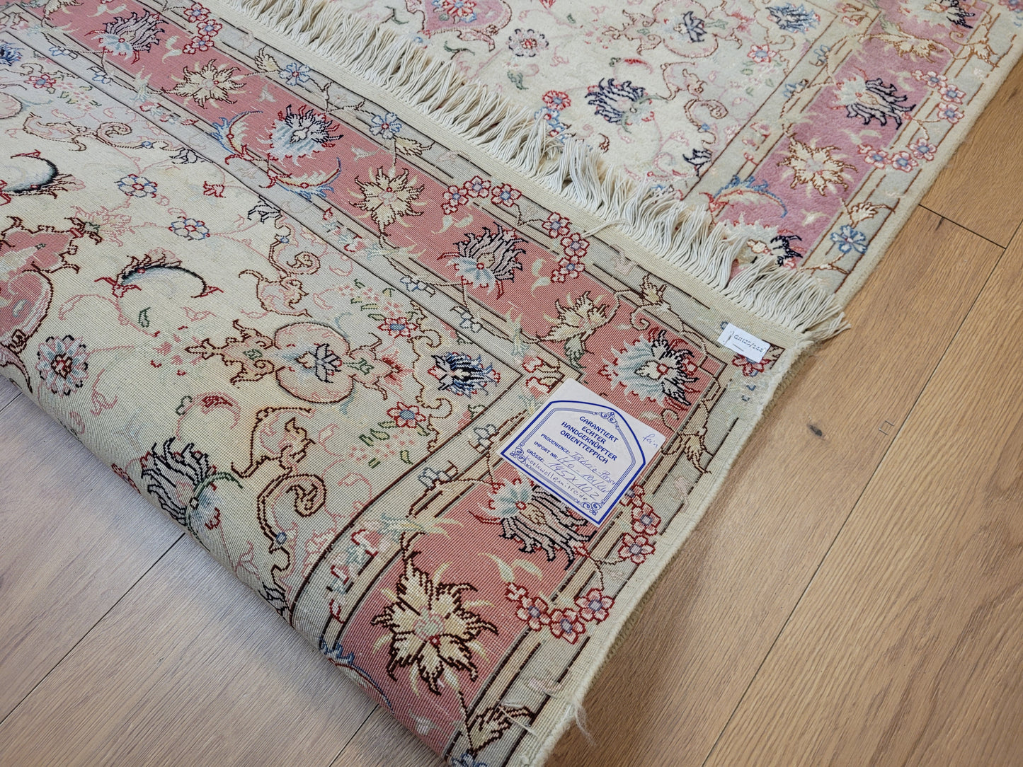 Täbriz Teppich Korkwolle mit Seide florales Medaillon feine Knüpfkunst