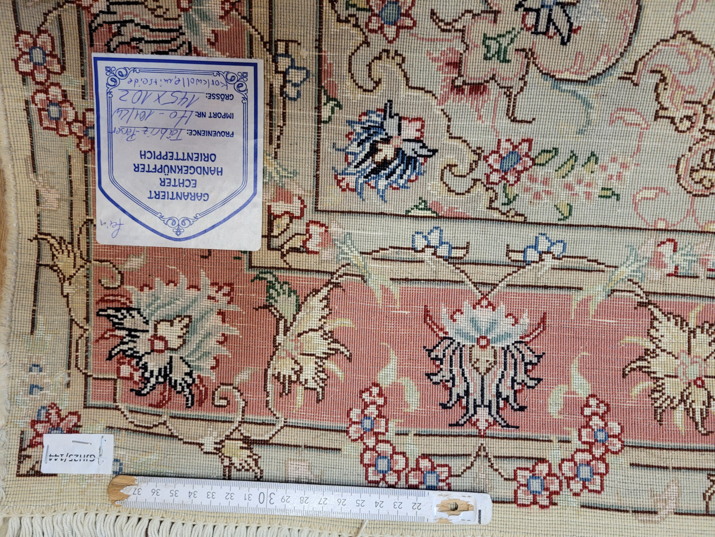 Täbriz Teppich Korkwolle mit Seide florales Medaillon feine Knüpfkunst