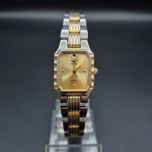 Elegante H&W Damen Uhr – Zweifarbige Vintage-Optik mit Goldakzenten