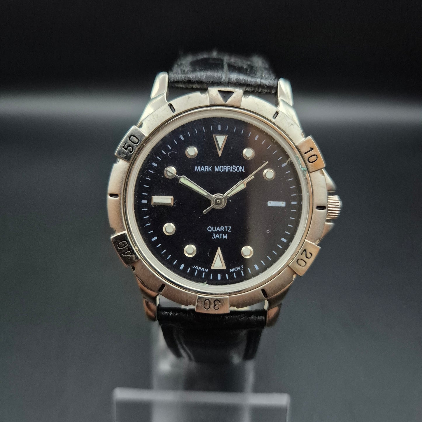 Sportliche Mark Morrison Herren Uhr – Schwarzes Lederband & Taucherstil