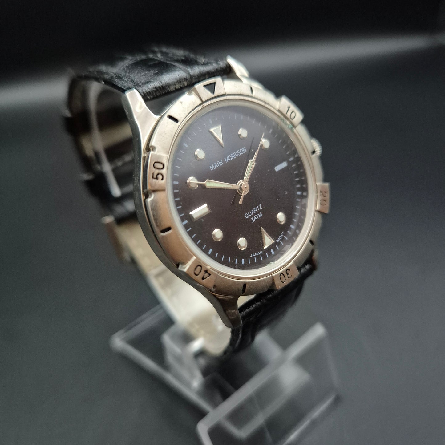 Sportliche Mark Morrison Herren Uhr – Schwarzes Lederband & Taucherstil