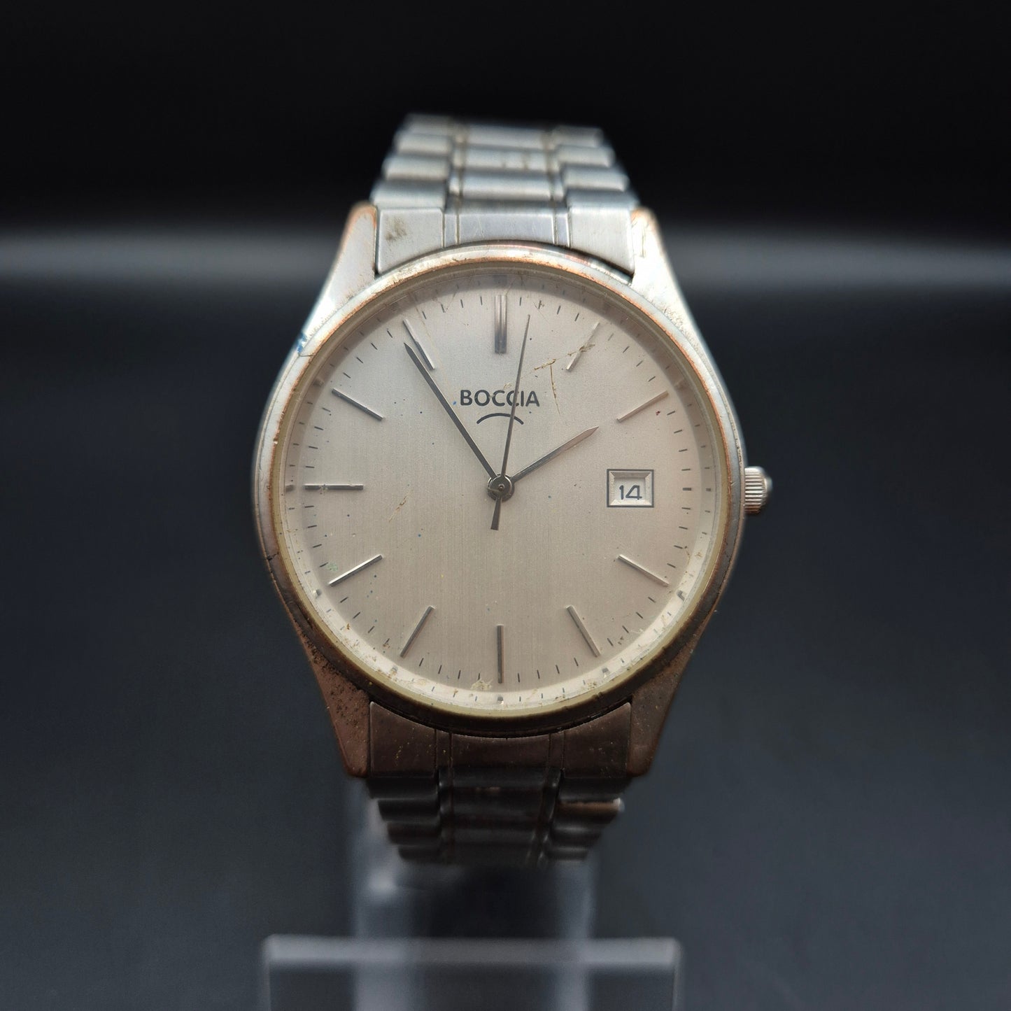 Boccia Herren Quarzuhr – Klassische Titanoptik mit Datumsanzeige