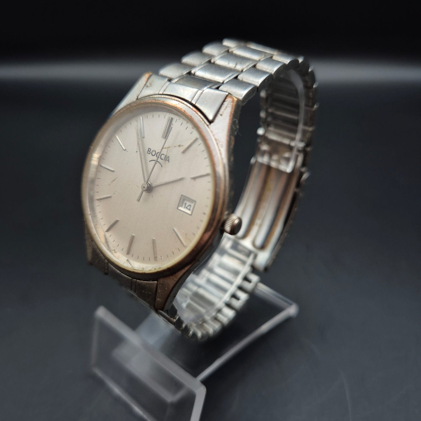 Boccia Herren Quarzuhr – Klassische Titanoptik mit Datumsanzeige