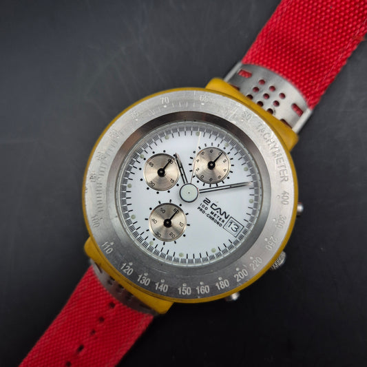 2CAN Herren Uhr – Sportlicher Chronograph mit rotem Armband