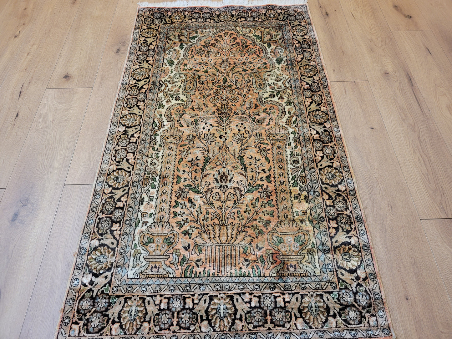 Kaschmir Ghom Seidenteppich Lebensbaum feine Knüpfung