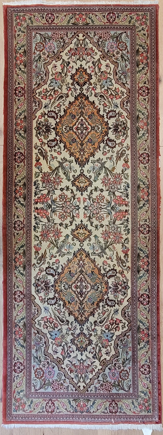 Ghom Teppich Korkwolle florales Medaillon feine Knüpfung