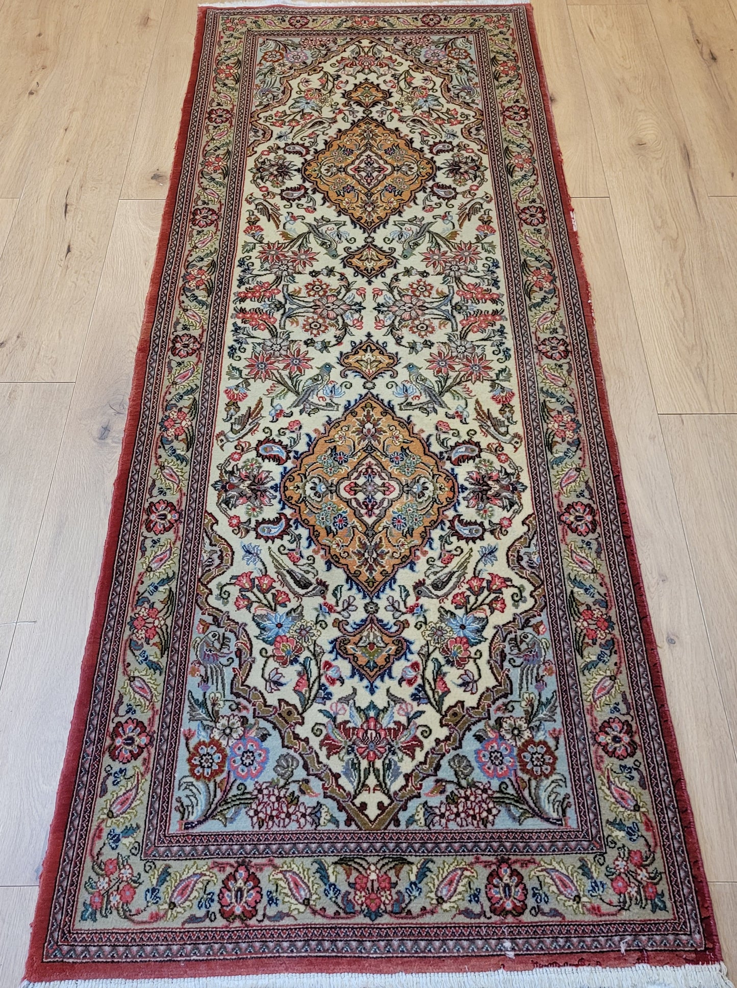 Ghom Teppich Korkwolle florales Medaillon feine Knüpfung