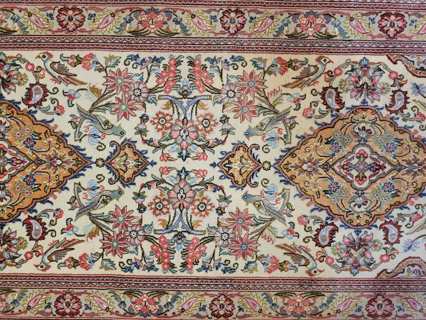 Ghom Teppich Korkwolle florales Medaillon feine Knüpfung