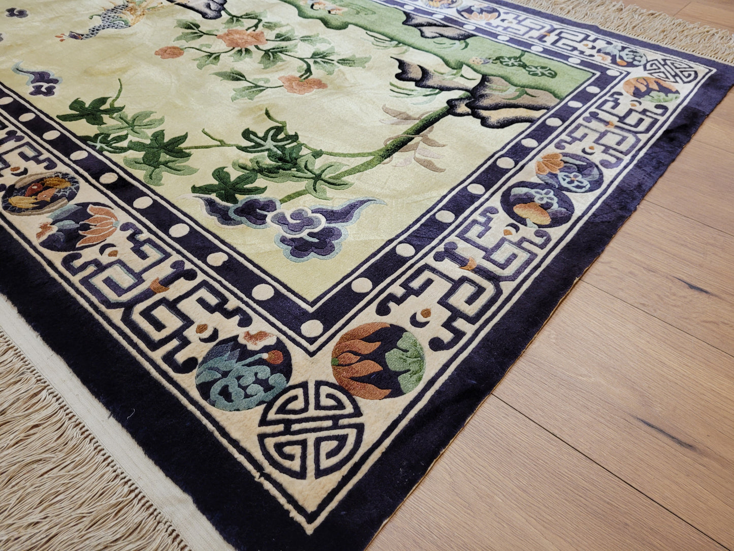 China Teppich Seide auf Seide Art Deco Pfauenmotiv