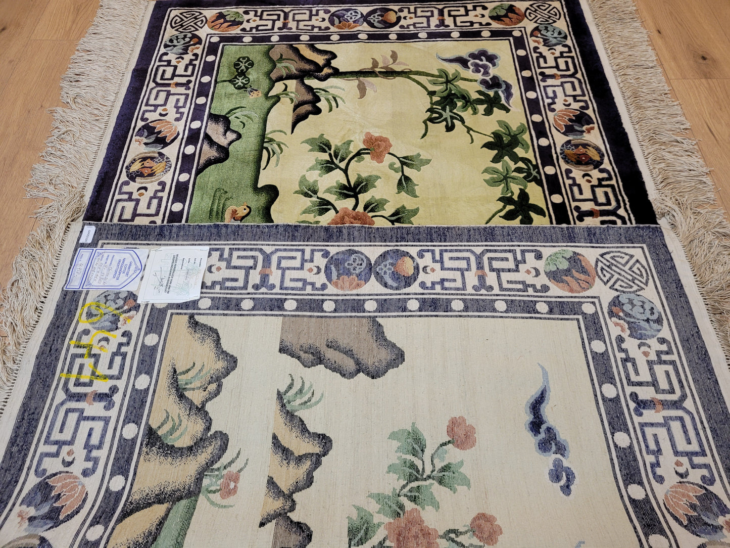 China Teppich Seide auf Seide Art Deco Pfauenmotiv