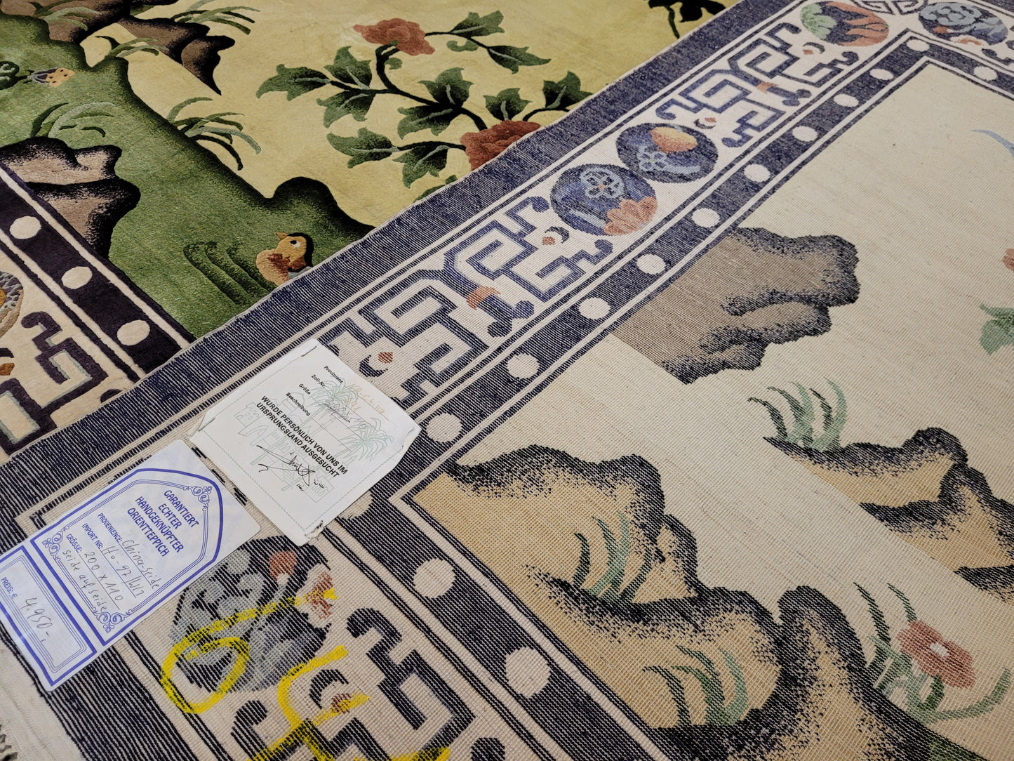 China Teppich Seide auf Seide Art Deco Pfauenmotiv