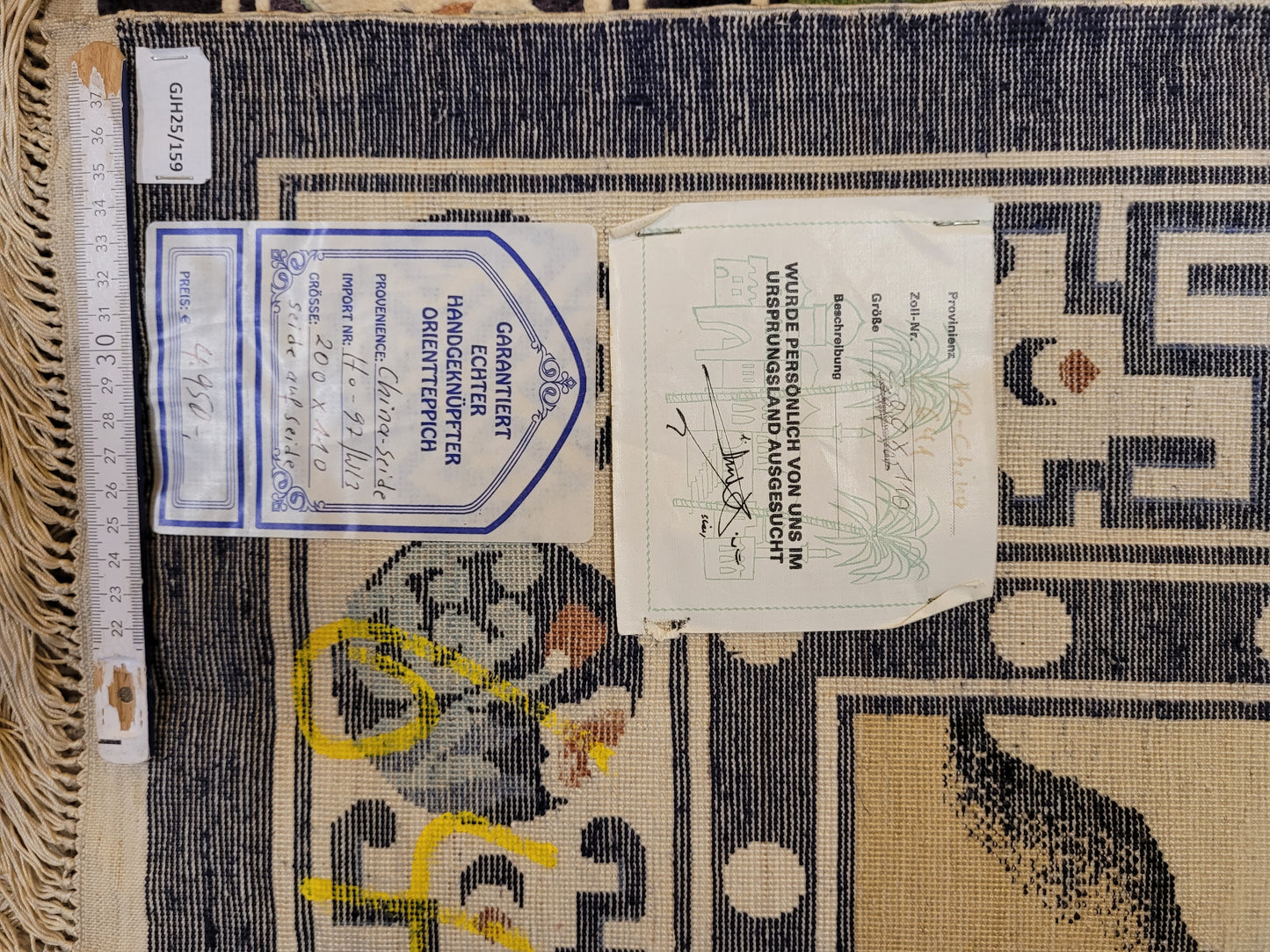 China Teppich Seide auf Seide Art Deco Pfauenmotiv