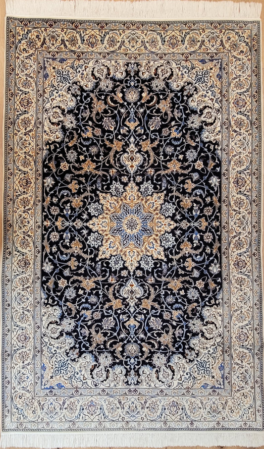 Nain Teppich Korkwolle mit Seide Medaillon feine Knüpfung